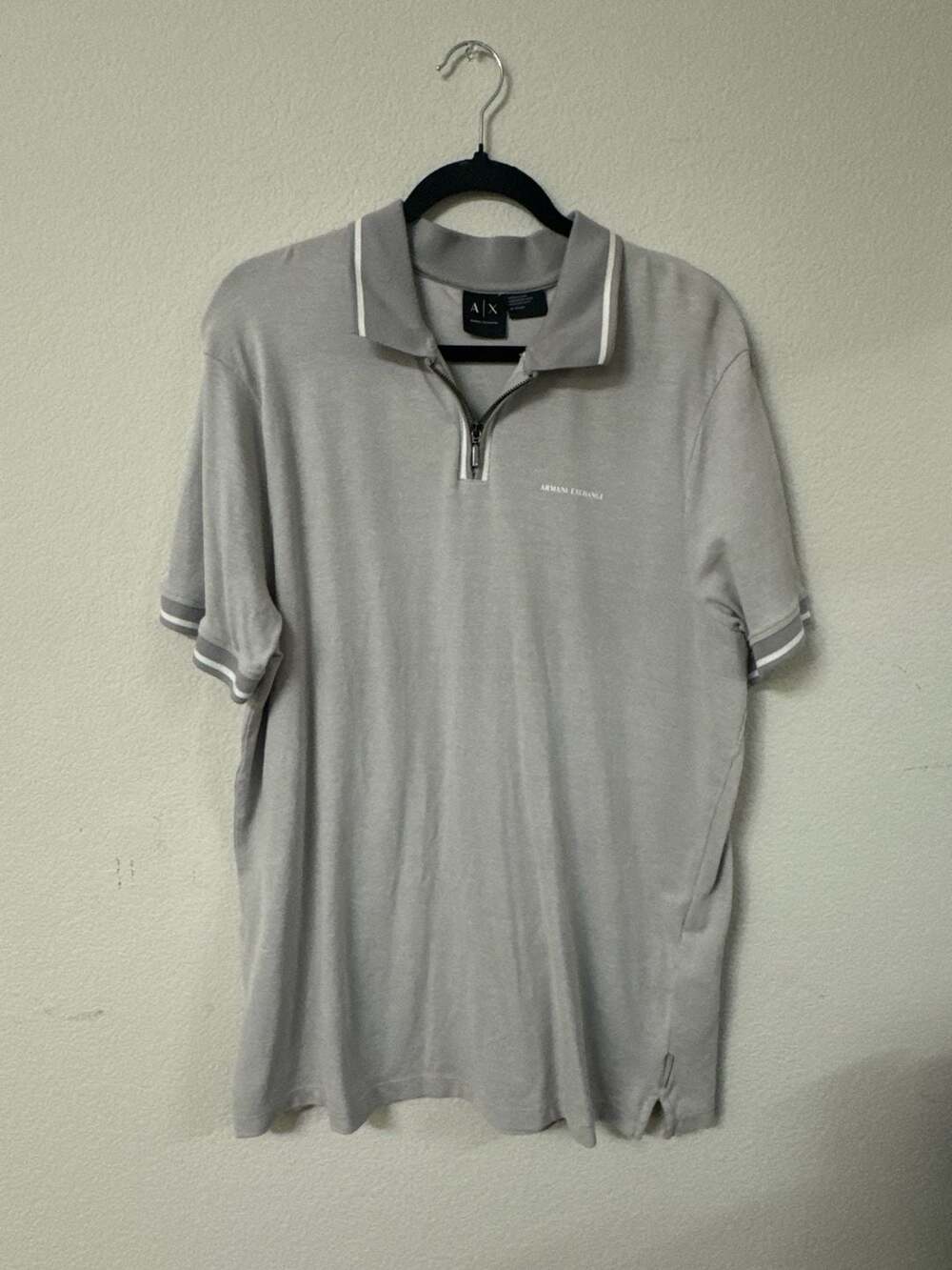 Armani Exchange Men’s Grey Quarter Zip Polo Shirt Contrast Trim Size XL - Picture 6 of 11